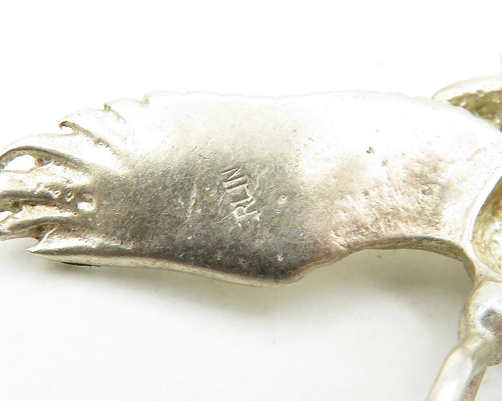 925 Sterling Silver  Vintage Diamond Cut Flying Eagle Motif Pendant  PT14248