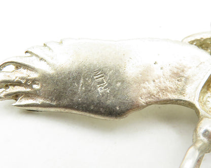 925 Sterling Silver  Vintage Diamond Cut Flying Eagle Motif Pendant  PT14248
