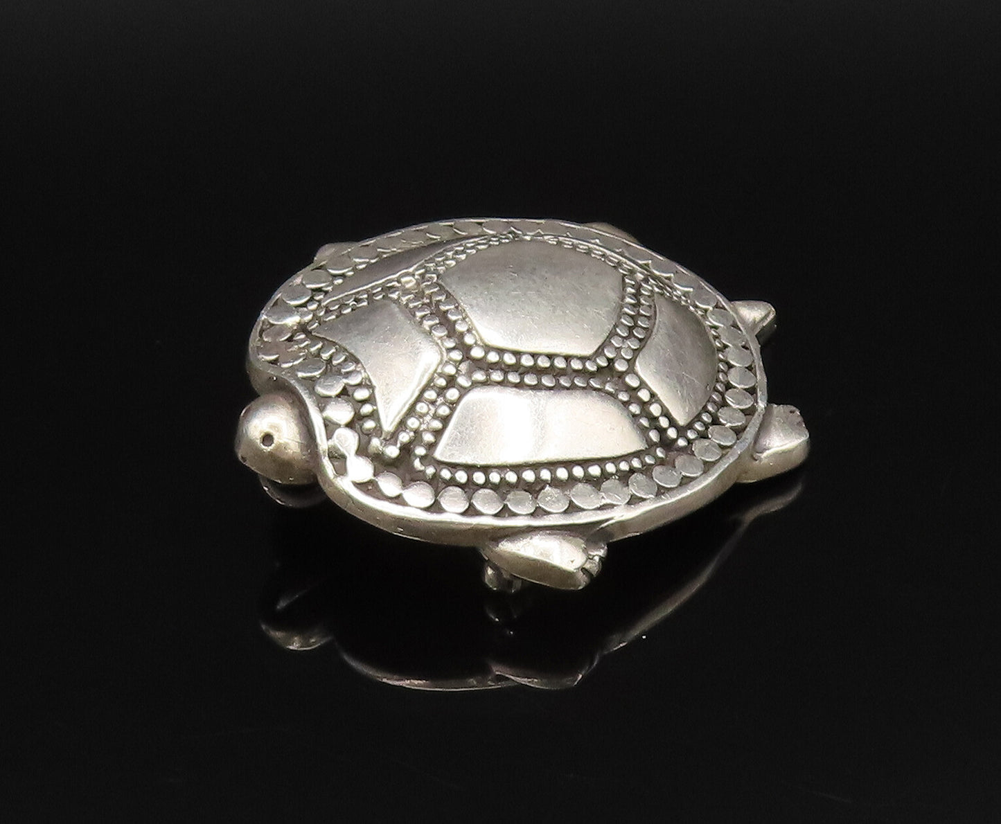 JRI MEXICO 925 Silver  Vintage Dotted Detail Shell Turtle Brooch Pin  BP9992