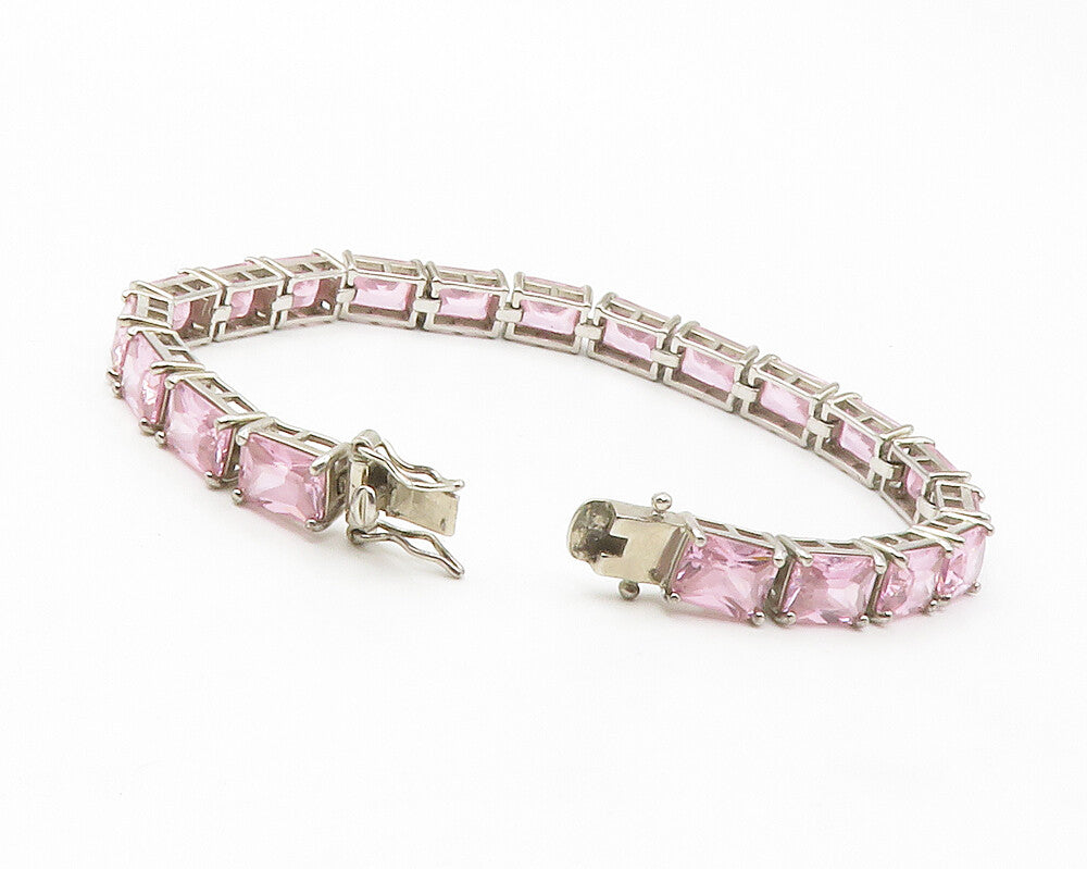 ROSS SIMON 925 Sterling Silver  Pink Cubic Zirconia Tennis Bracelet  BT5571