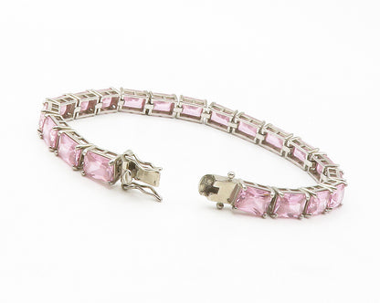 ROSS SIMON 925 Sterling Silver  Pink Cubic Zirconia Tennis Bracelet  BT5571