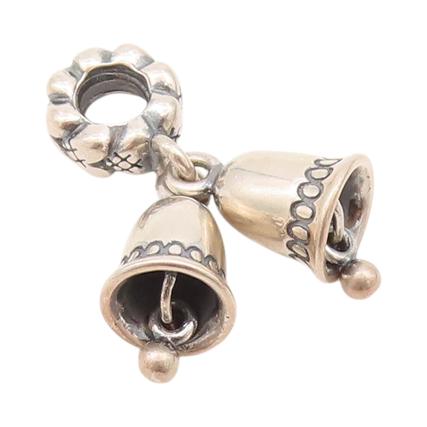 925 Sterling Silver Vintage Pendant PANDORA Mini Christmas Bell Jingles  PT24257