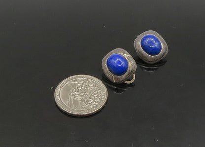 EUROPEAN 925 Silver  Vintage Cabochon Lapis Lazuli Non Pierce Earrings EG11423