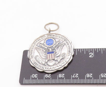 925 Sterling Silver Vintage Pendant 1894 US Golf Association Logo Carved PT24689
