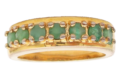 925 Sterling Silver Vintage Ring Gold Plated Emerald Band Inlay  Sz 6  RG31716