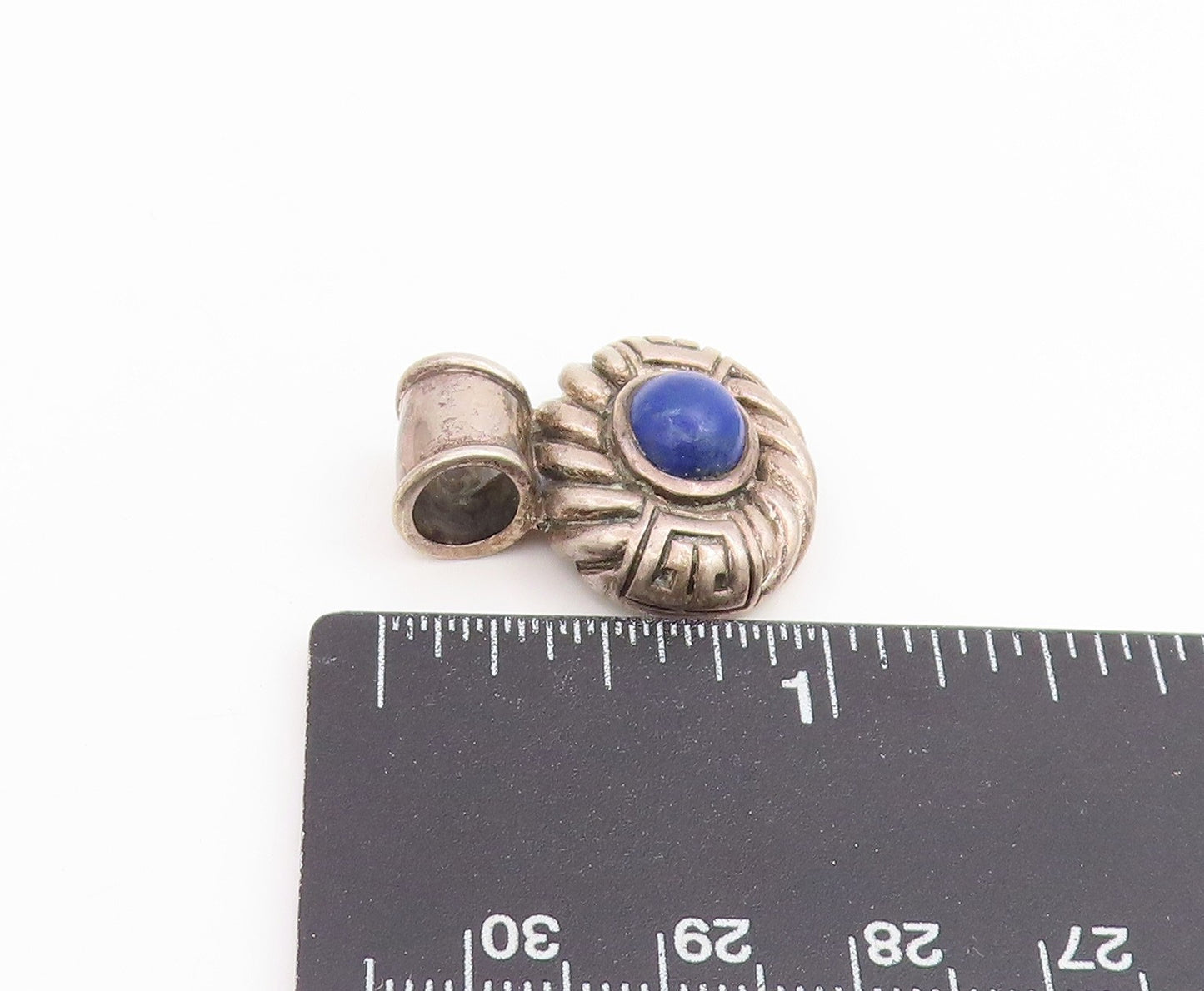 925 Sterling Silver Vintage Pendant Oval Cabochon Lapis Lazuli Charm   PT25630