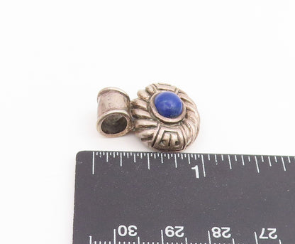 925 Sterling Silver Vintage Pendant Oval Cabochon Lapis Lazuli Charm   PT25630