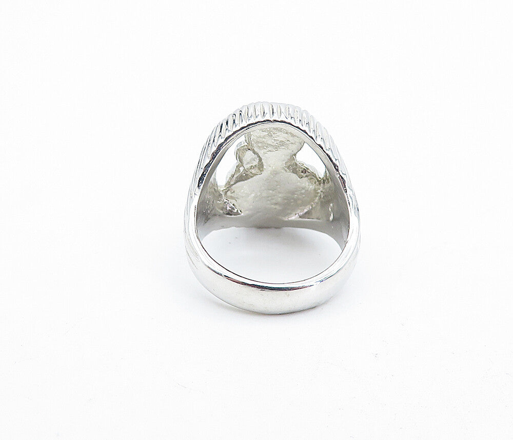 925 Sterling Silver Vintage Sculpted Religious Figure Band Ring Sz 5 RG5585