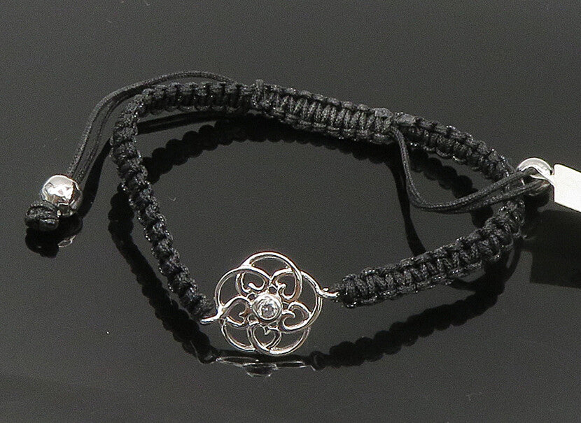 925 Silver  Cubic Zirconia Floral Adjustable Friendship Bracelet  BT1076