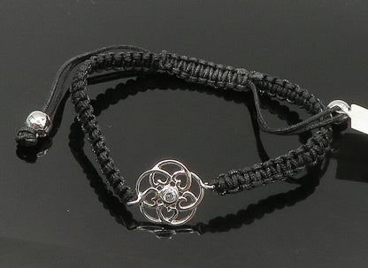 925 Silver  Cubic Zirconia Floral Adjustable Friendship Bracelet  BT1076