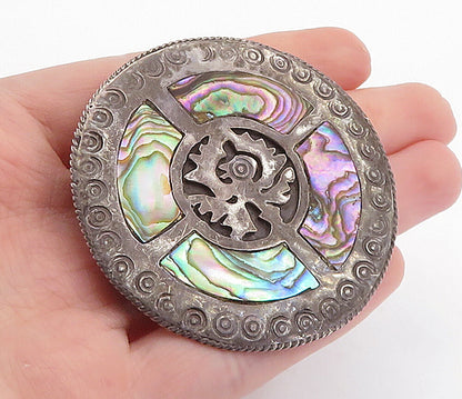 MEXICO 925 Sterling Silver  Vintage Abalone Shell Bird Brooch Pin  BP2078