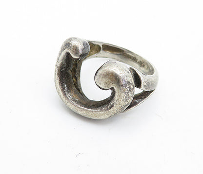 925 Sterling Silver  Vintage Antique Sculpted U Shape Band Ring Sz 5  RG7022