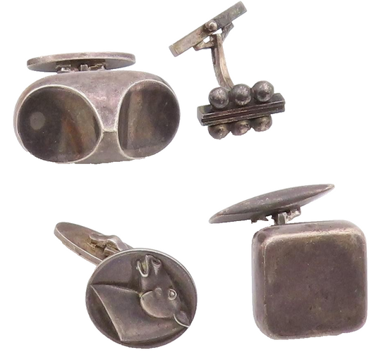 GEORG JENSEN DENMARK 925 Silver  Vintage 4 Pcs Lot Assorted Cufflinks  TR3214