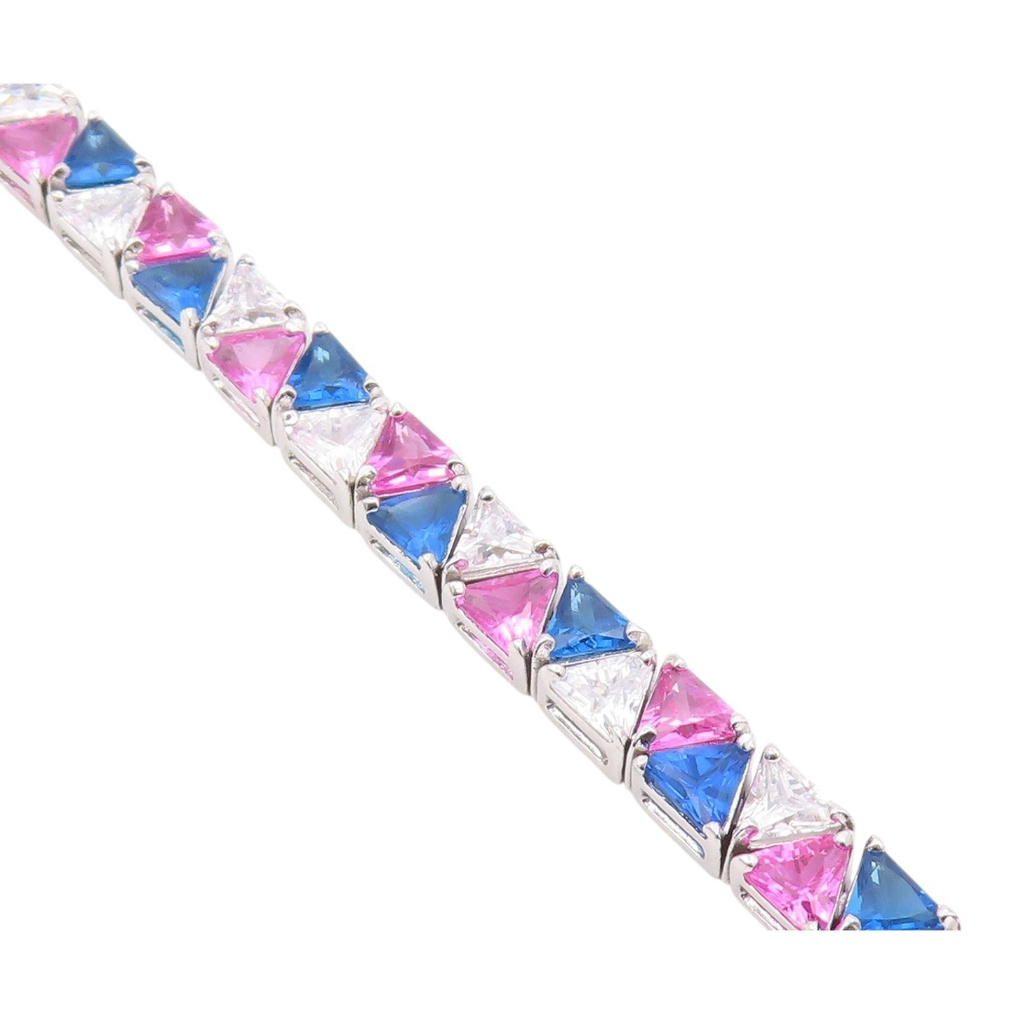 925 Sterling Silver  Vintage Cubic Zirconia & Topaz Chain Bracelet  BT8983