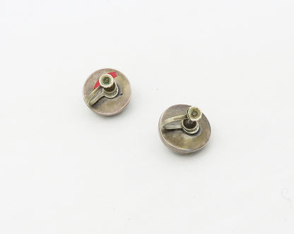 PLP MEXICO 925 Silver  Vintage Dark Tone Round Non Pierce Earrings  EG9009