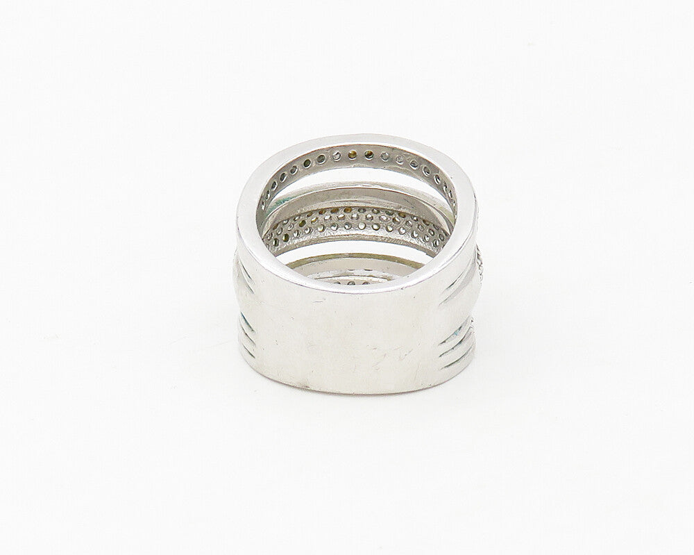 925 Sterling Silver  Shiny White Topaz Split Shank Band Ring Sz 7  RG17101