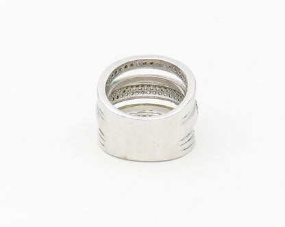 925 Sterling Silver  Shiny White Topaz Split Shank Band Ring Sz 7  RG17101