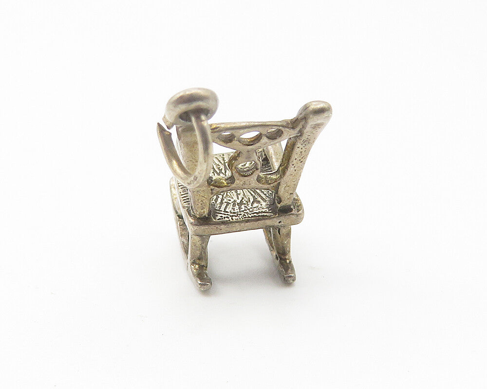 925 Sterling Silver  Vintage Petite Rocking Chair Etched Detail Pendant PT8576
