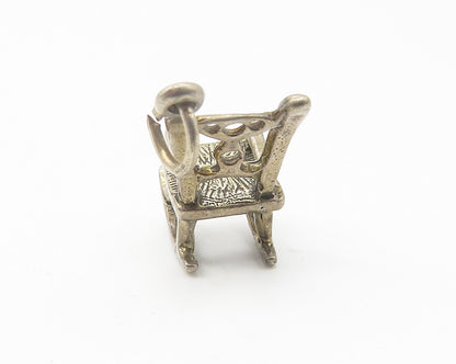 925 Sterling Silver  Vintage Petite Rocking Chair Etched Detail Pendant PT8576