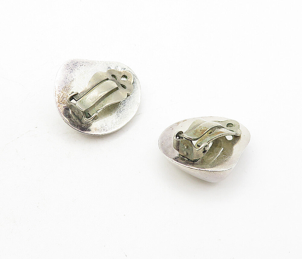 MEXICO 925 Sterling Silver  Vintage Shiny Hollow Non Pierce Earrings  EG3830