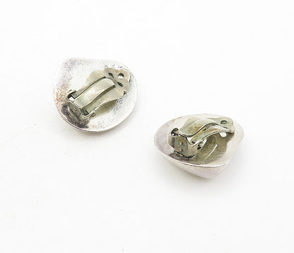 MEXICO 925 Sterling Silver  Vintage Shiny Hollow Non Pierce Earrings  EG3830