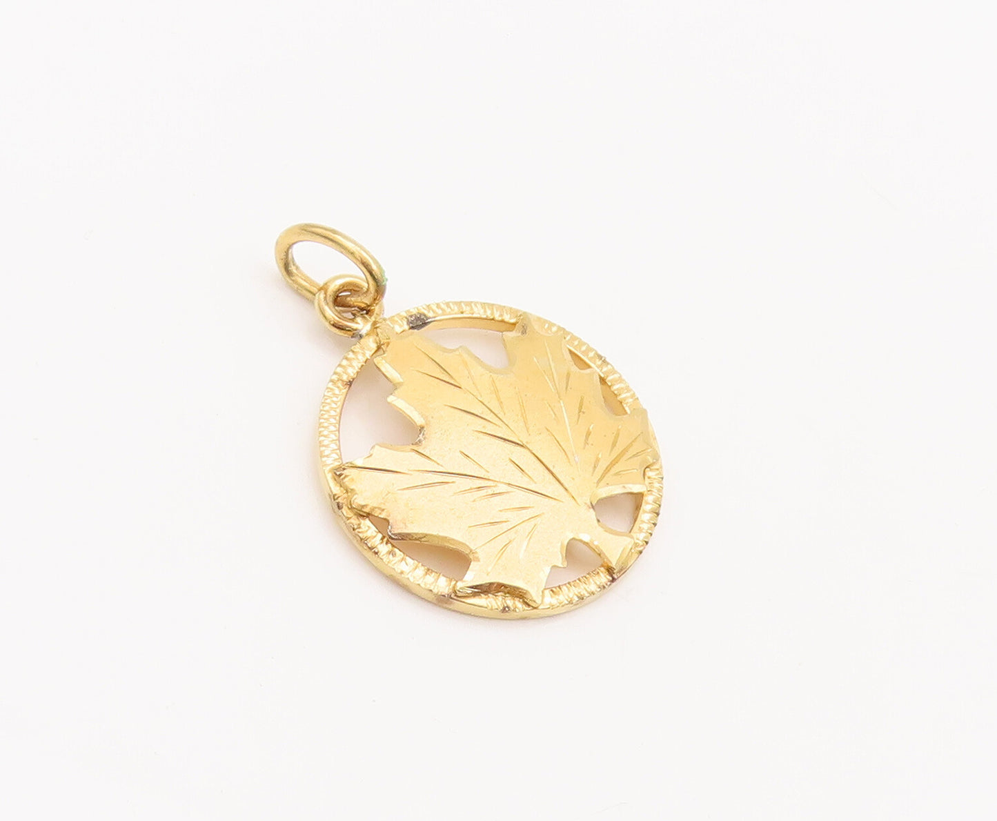 925 Sterling Silver Vintage Pendant Gold Plated Framed Cutout Maple Leaf PT22698