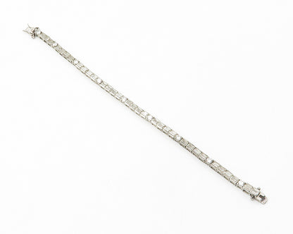 ROSS SIMON 925 Silver  Vintage Bezel Set White Topaz Chain Bracelet  BT5570
