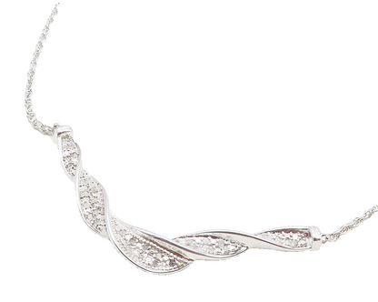 925 Sterling Silver  Genuine Diamonds Shiny Twist Chain Necklace  NE1941
