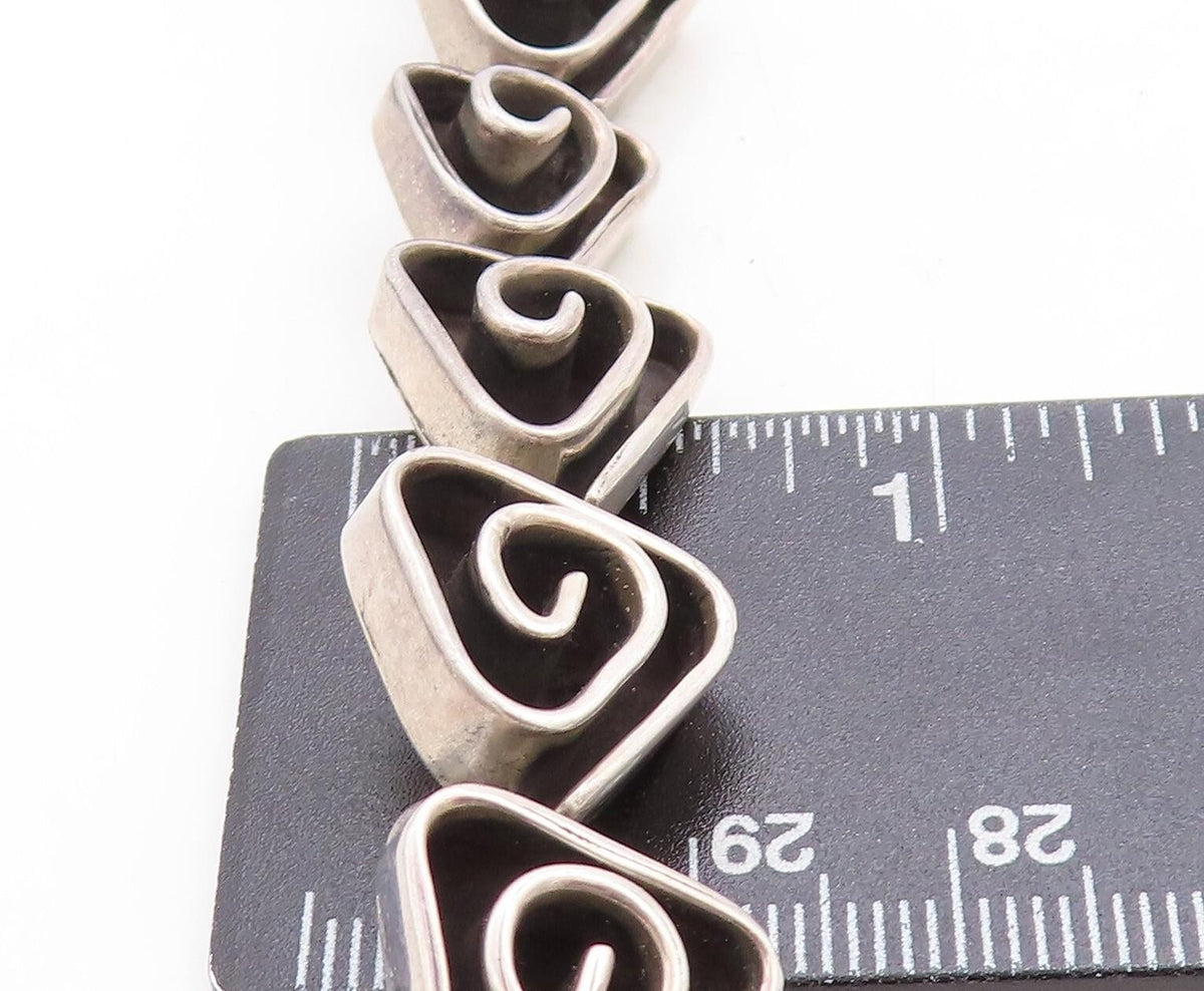 MEXICO 925 Sterling Silver  Vintage Triangle Spiral Link Chain Necklace NE1594