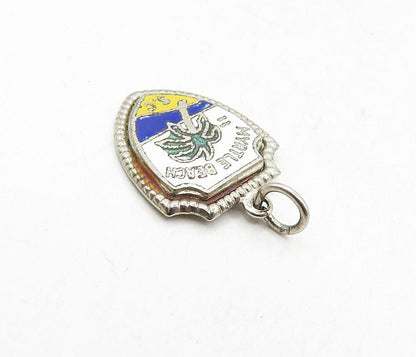 925 Sterling Silver  Vintage Enamel Coated Myrtle Beach Shield Pendant  PT6893