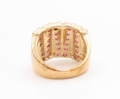 925 Sterling Silver Vintage Ring Gold Plated Elegant Ruby Stripes Sz 5.5 RG35515