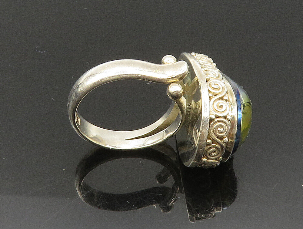 SAJEN 925 Silver  Vintage Pear Shaped Purple Druzy Swirl Ring Sz 6.5  RG24282