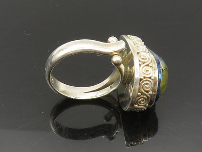 SAJEN 925 Silver  Vintage Pear Shaped Purple Druzy Swirl Ring Sz 6.5  RG24282