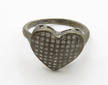 925 Sterling Silver  Vintage Topaz Love Heart Cocktail Ring Sz 6.5  RG16166
