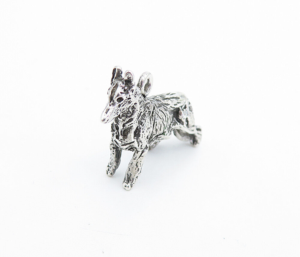 925 Sterling Silver  Vintage Petite Dark Tone Sculpted Dog Pendant  PT5258