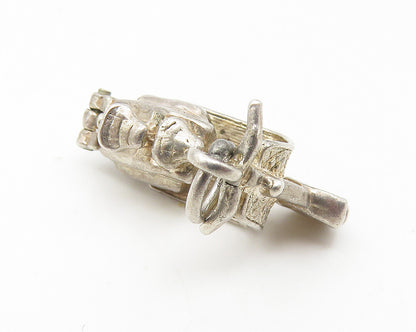 925 Sterling Silver  Vintage Dark Tone Motor Scooter Pendant (OPENS)  PT8886