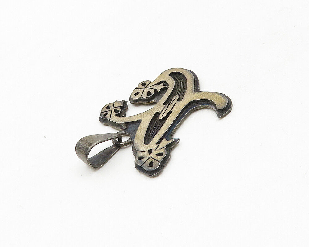 MEXICO 925 Sterling Silver  Vintage Smooth Oxidized Design Pendant  PT14305