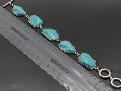 925 Sterling Silver Vintage Rocky Turquoise Chain Bracelet BT9464