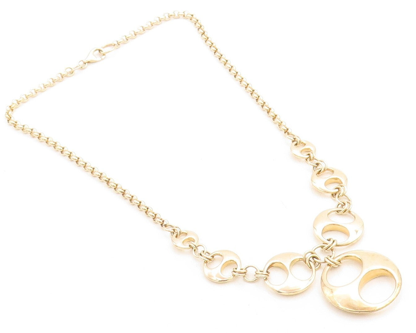 ROSS SIMON 925 Silver  Shiny Gold Plated Round Link Chain Necklace  NE1573