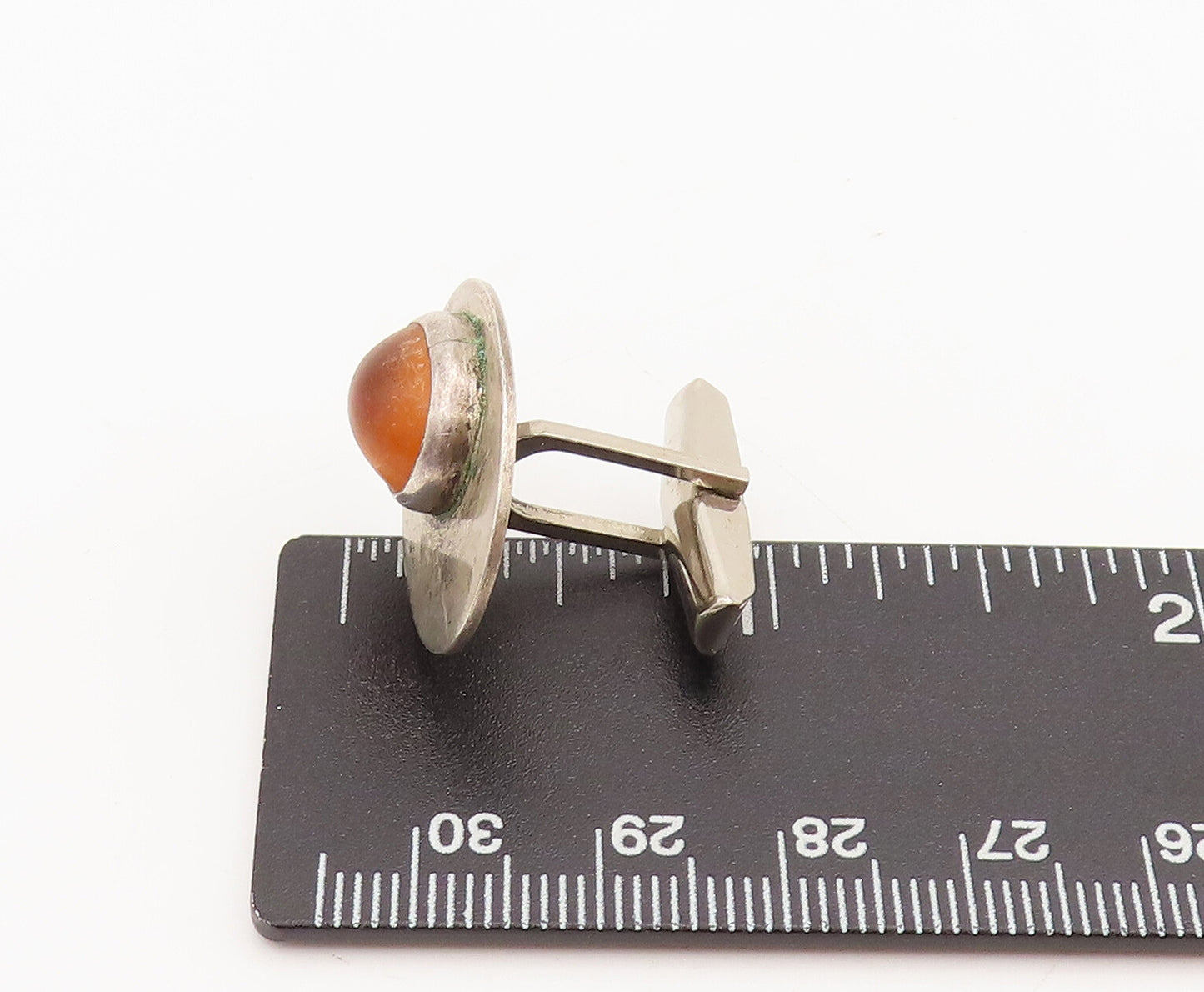 925 Sterling Silver Vintage Designer Oval Carnelian Cuff Links TR3600