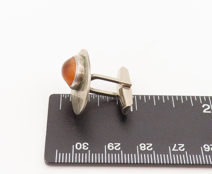 925 Sterling Silver Vintage Designer Oval Carnelian Cuff Links TR3600