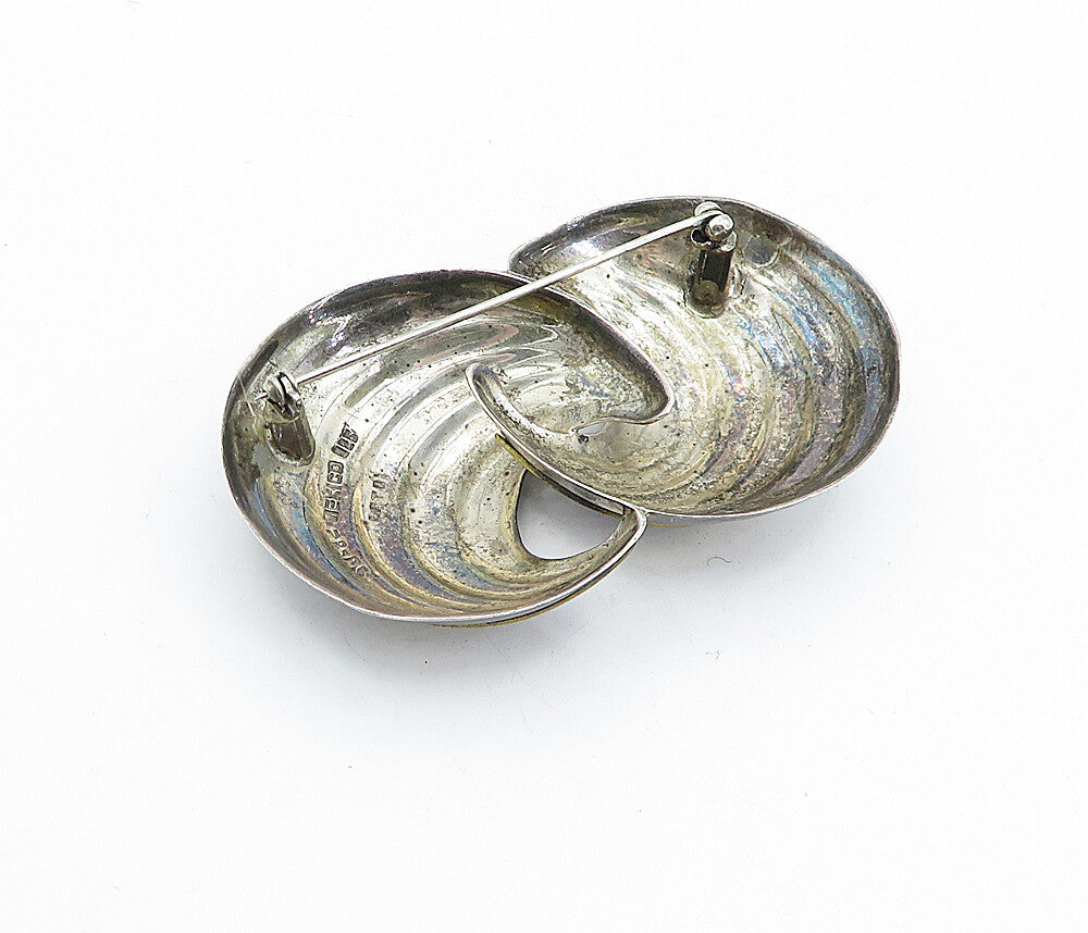 MEXICO 925 Sterling Silver  Vintage Two Tone Swirl Domes Brooch Pin  BP1245