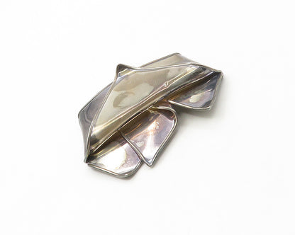 925 Sterling Silver  Vintage Large Dark Tone Modernist Lapel Pin  TR2318