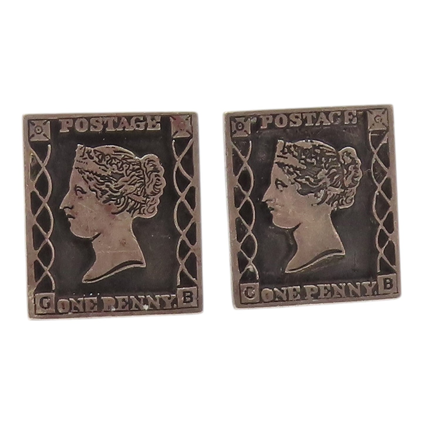 FENWICK & SAILORS 925 Silver  Vintage One Penny Postage Stamp Cufflinks TR3283