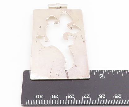 925 Sterling Silver Vintage Pendant Modernist Reptile Lizard Cutout  PT25619