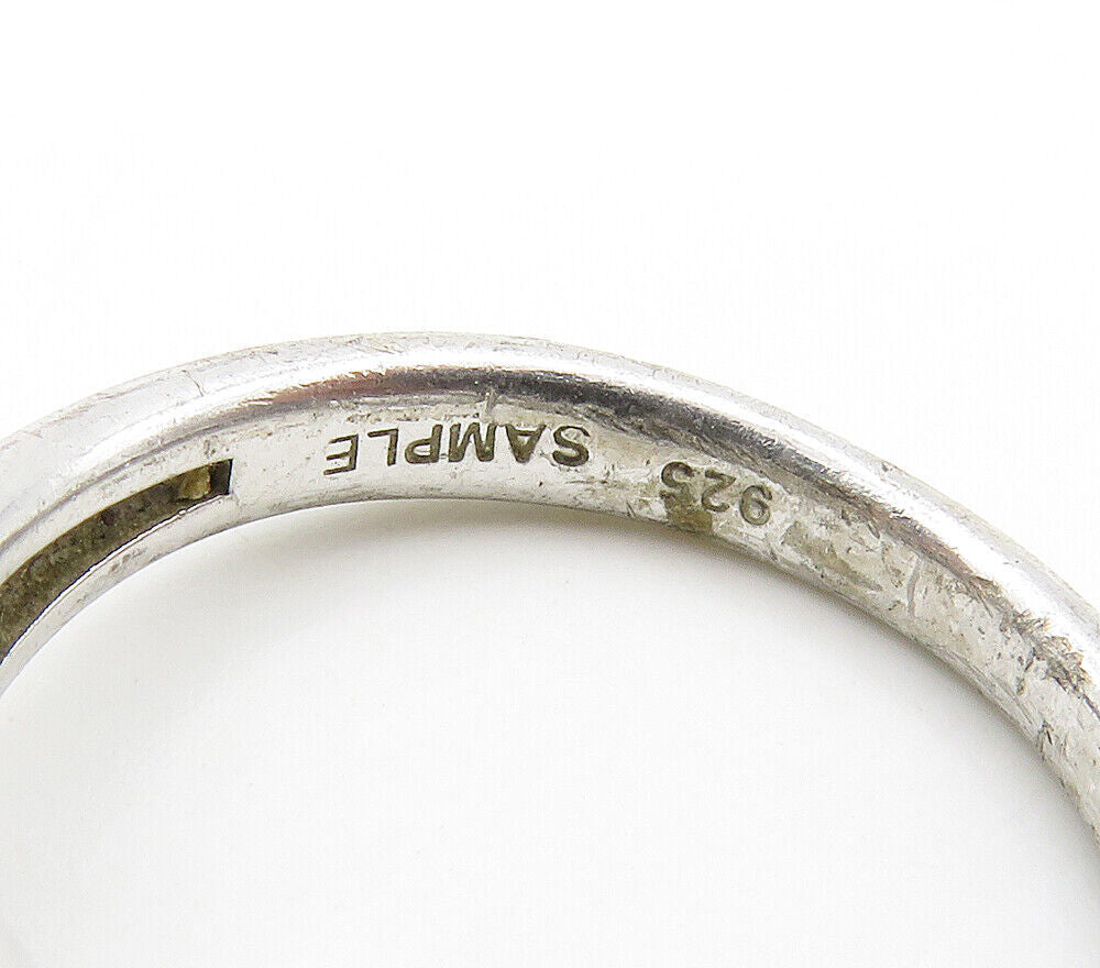 925 Sterling Silver  Vintage Shiny Cubic Zirconia Band Ring Sz 6.5  RG16065