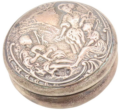 925 Sterling Silver Vintage Pill Box WC ENGLAND Antique Carved (OPENS)  TR3818