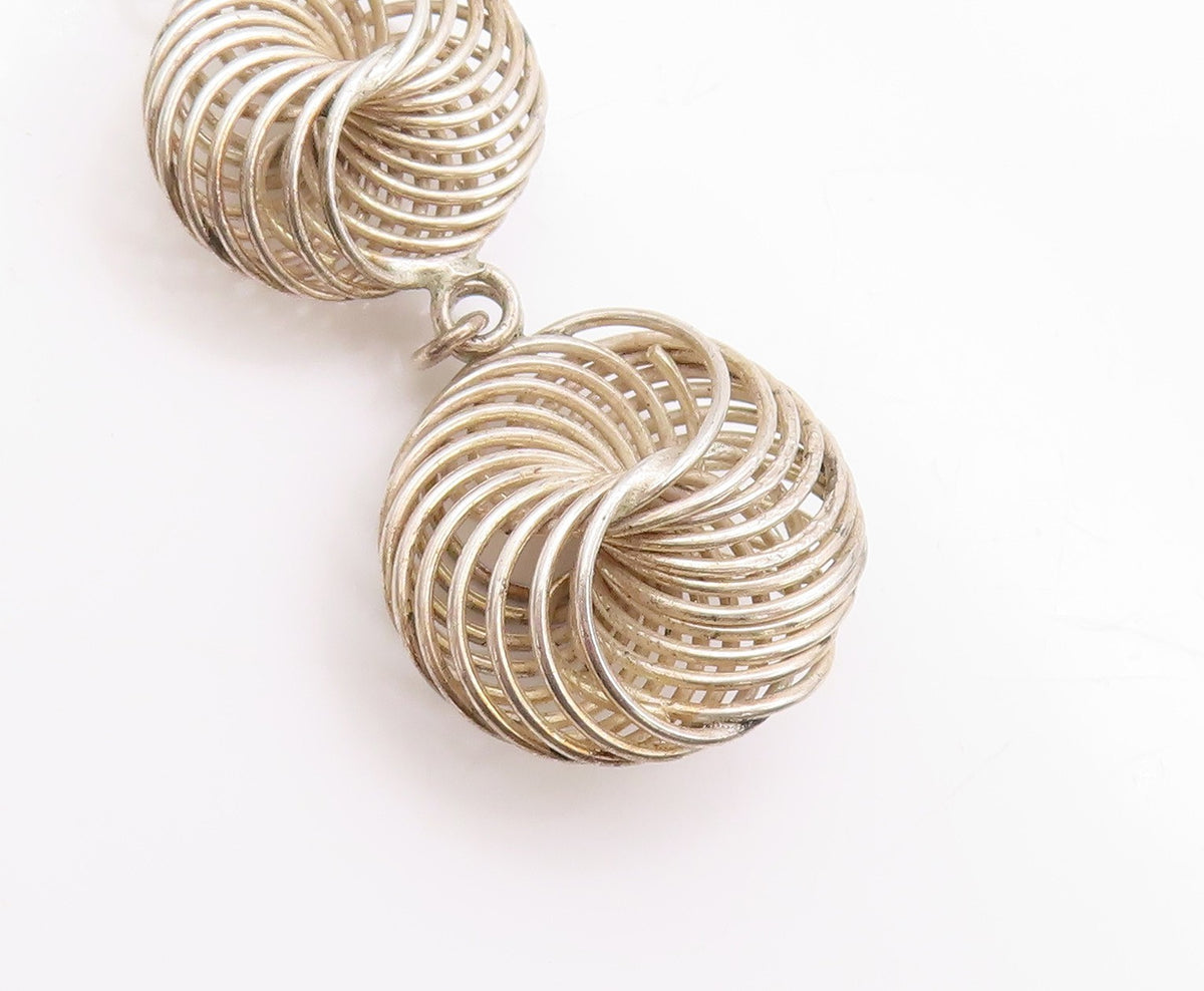925 Sterling Silver Vintage Earrings Modernist Wire Work Drop Design  EG13608