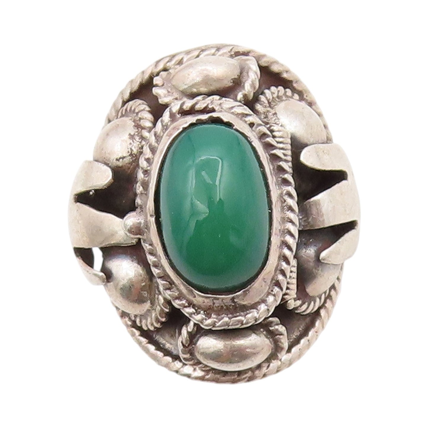 925 Sterling Silver Vintage Ring MEXICO Antique Gemstone OPENS  Sz 7  RG33424