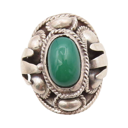 925 Sterling Silver Vintage Ring MEXICO Antique Gemstone OPENS  Sz 7  RG33424
